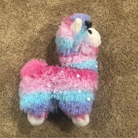 Hug Fun/NWT/ Rainbow Llama plush with silver stars/ - Picture 3 of 10